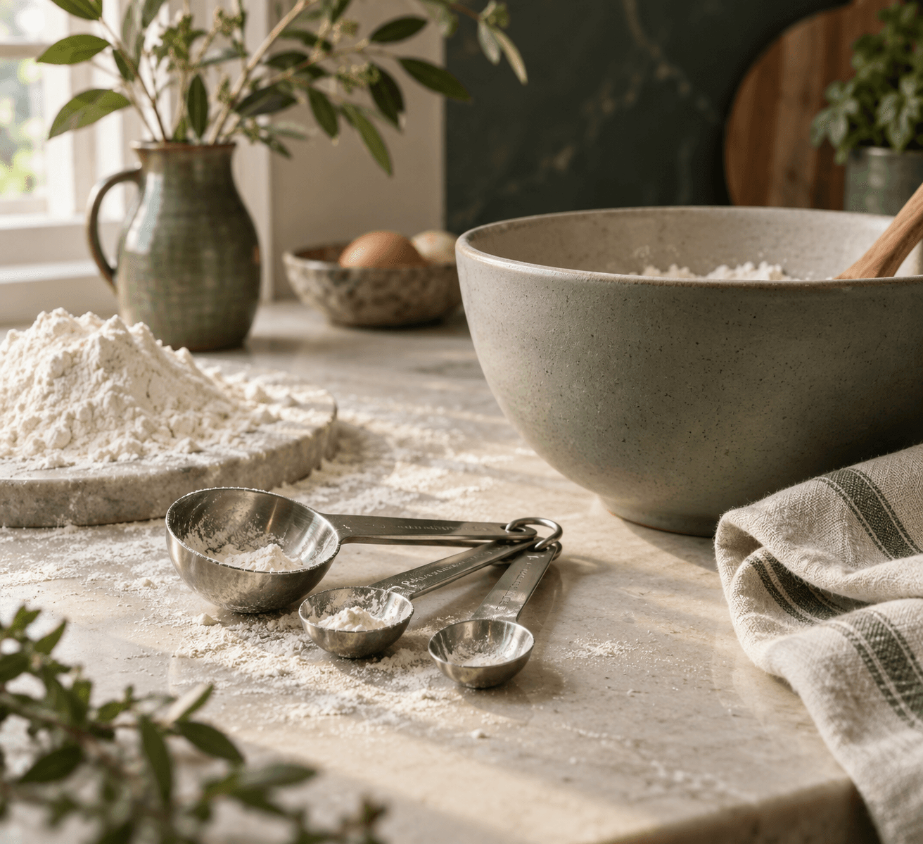 Measuring ingredients beside a mixing bowl for Marlow & Mint preparation
